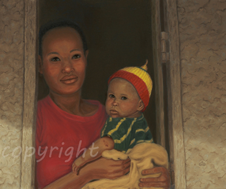 MOTHER AND CHILD IN WINDOW